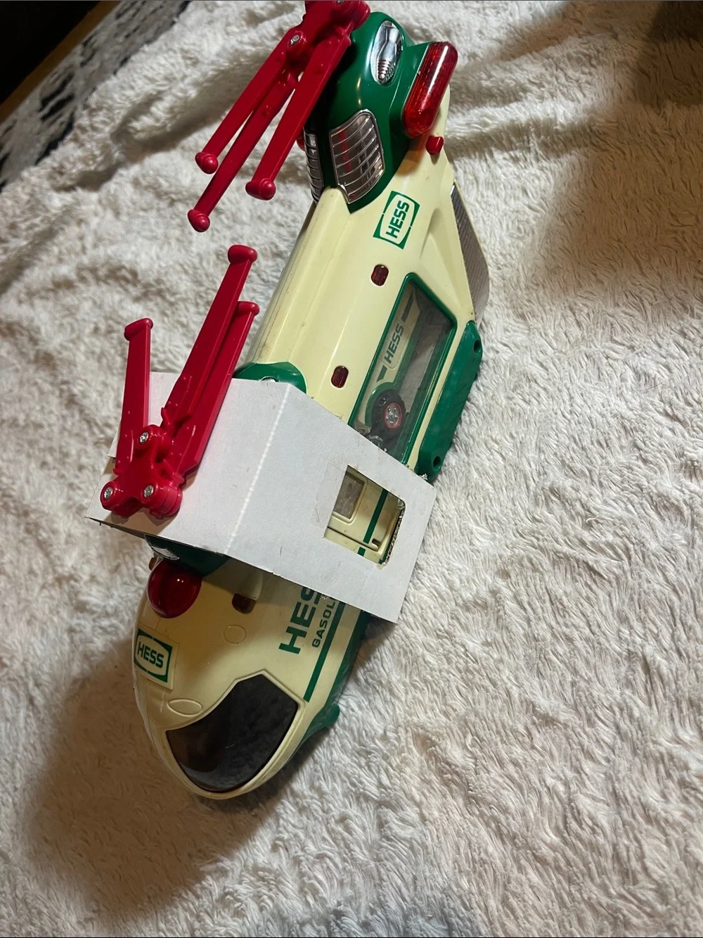 Hess 2001 green   and White Rescue Helicopter & Vehicle Playset